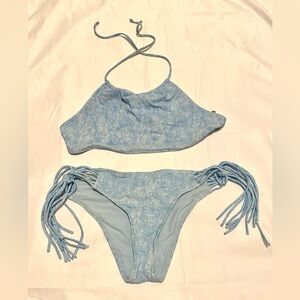 Set of light blue Aerie swimwear bikini